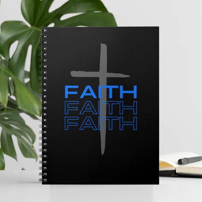 .Grey Cross with Blue Faith Word Notebook (Creator Uploaded)