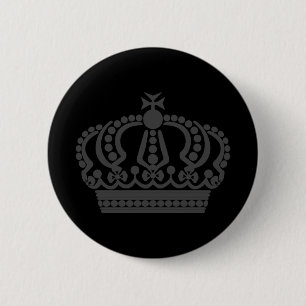 Grey crown 6 cm round badge