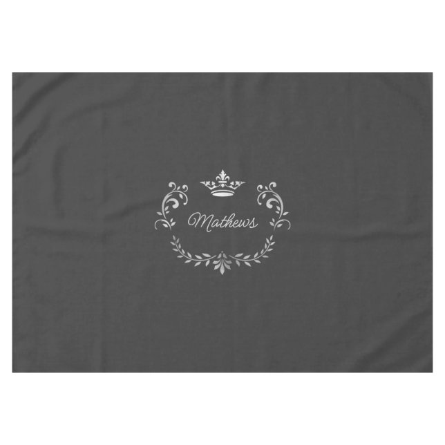 Grey Crown Crest Personalised  Tablecloth (Front (Horizontal))