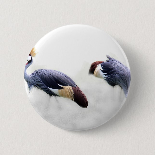 grey-crowned-crane 6 cm round badge (Front)