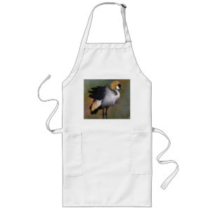 Grey Crowned Crane Bird Apron