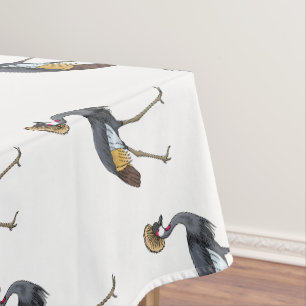 Grey crowned crane bird cartoon illustration tablecloth