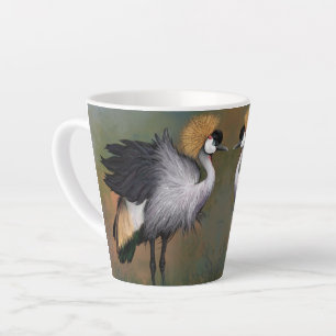 Grey Crowned Crane Bird Latte Mug