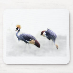 grey crowned crane bird wings feathers mouse pad