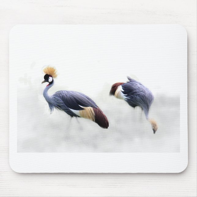 grey crowned crane bird wings feathers mouse pad (Front)