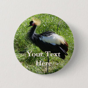 Grey Crowned Crane Button
