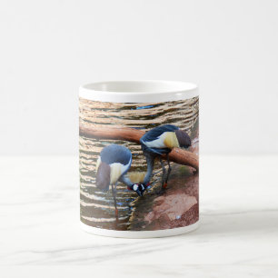 Grey crowned cranes bird coffee mug