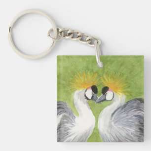 Grey Crowned Cranes Key Ring
