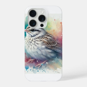 Grey crowned sparrow lark 300924AREF106 - Watercol iPhone 15 Pro Case
