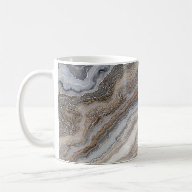 Grey Curly Marble: Golden Veins Coffee Mug (Left)
