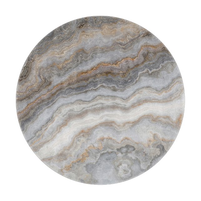 Grey Curly Marble: Golden Veins Cutting Board (Front)