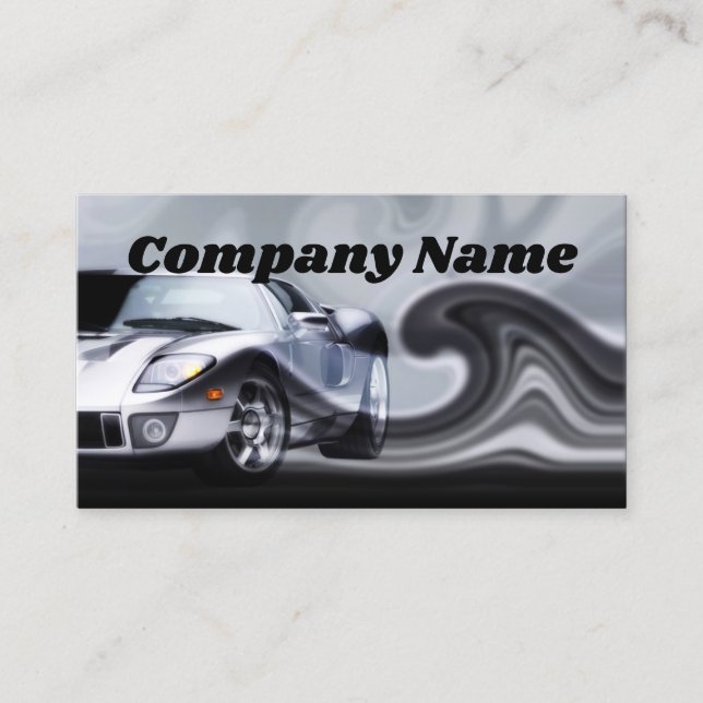 Grey Curved Sports Car Business Card (Front)