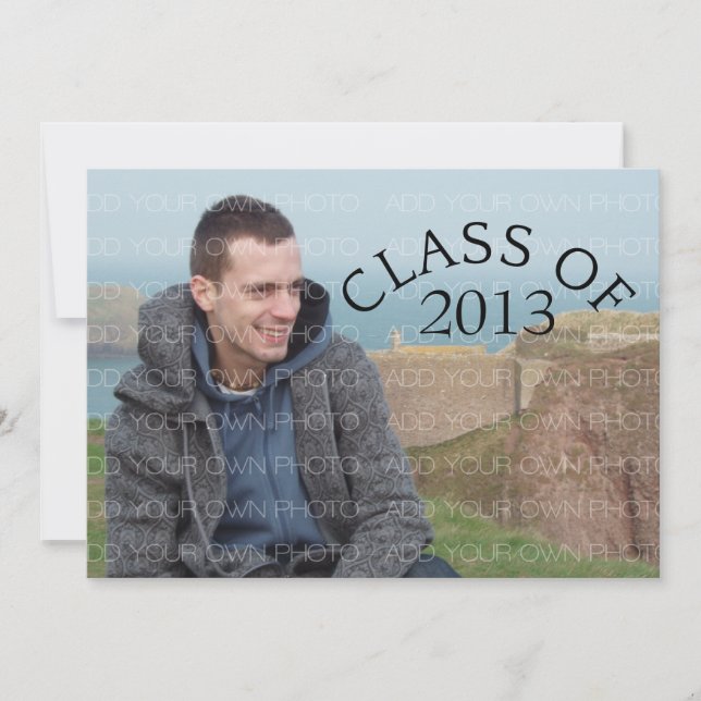 Grey Curved Typography Graduation Invite (Front)