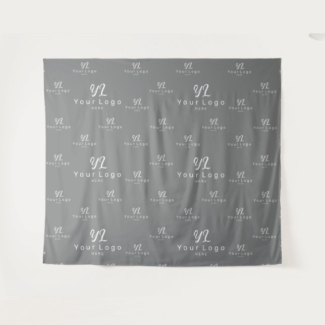 Grey Custom Business Logo Backdrop Trade show Tapestry (Front (Horizontal))
