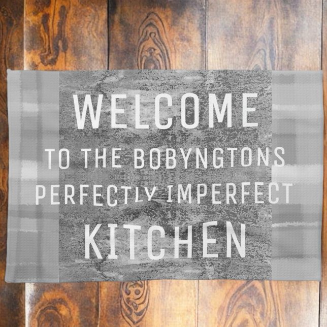 Grey custom cooking lover funny saying modern tea towel (Creator Uploaded)