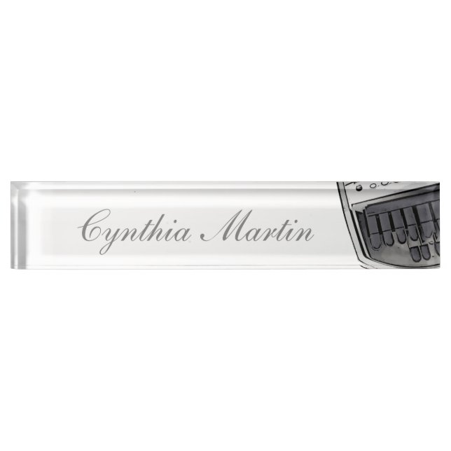 Grey custom court reporter name plate (Front)