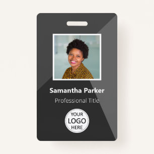 Grey Custom Employee - Photo ID, Logo, Bar Code ID Badge