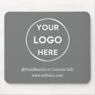 Grey Custom Logo Modern Minimalist Business Staff Mouse Pad