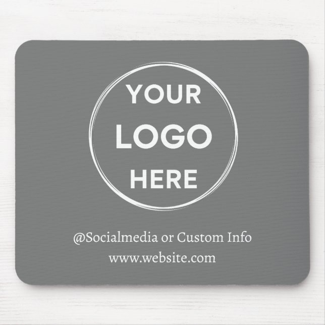 Grey Custom Logo Modern Minimalist Business Staff Mouse Pad (Front)
