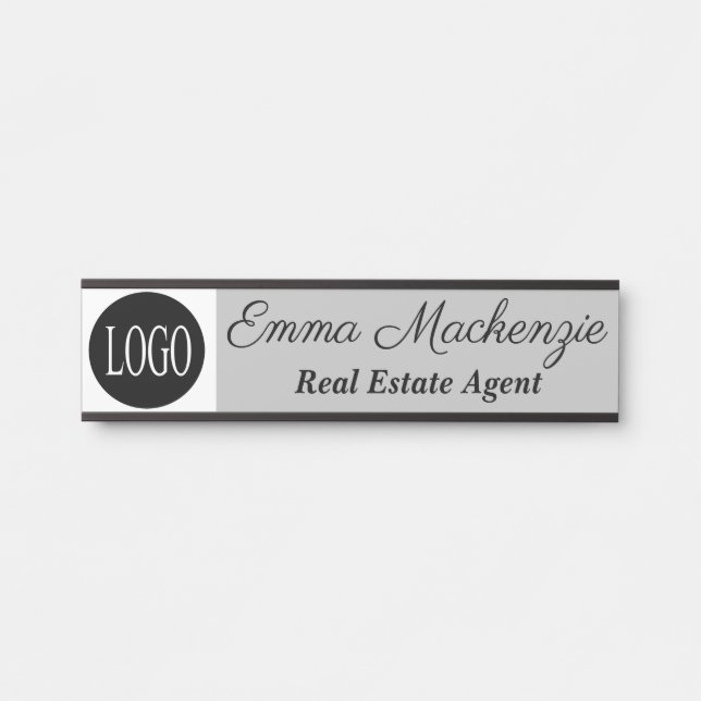 Grey Custom Logo Professional Office Door Sign (Front)