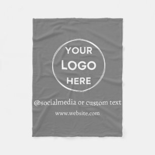 Grey Custom Logo Social Media Modern Business Fleece Blanket