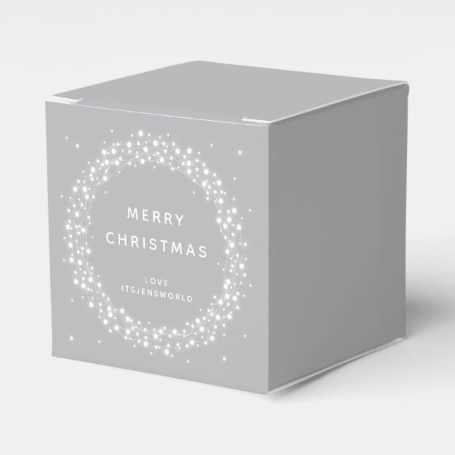 Grey Custom Message Sparkling Lights Christmas Favour Box (Front Side)