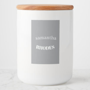 Grey custom monogram minimalist food label