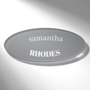 Grey custom monogram minimalist name tag
