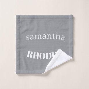 Grey custom monogram minimalist wash cloth