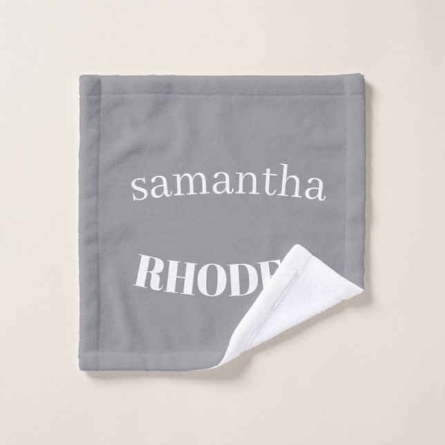 Grey custom monogram minimalist wash cloth (Wash Cloth)