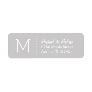 Grey Custom Monogram Return Address Label