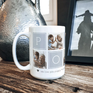 Grey   Custom Poppy 5 Photo Colorblock Collage Coffee Mug