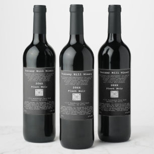 Grey Custom QR Code LOGO Description  Wine Label