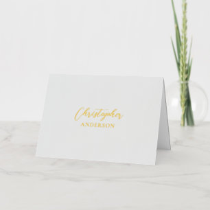 Grey Custom Text / Your Name Stationery Foil Greeting Card