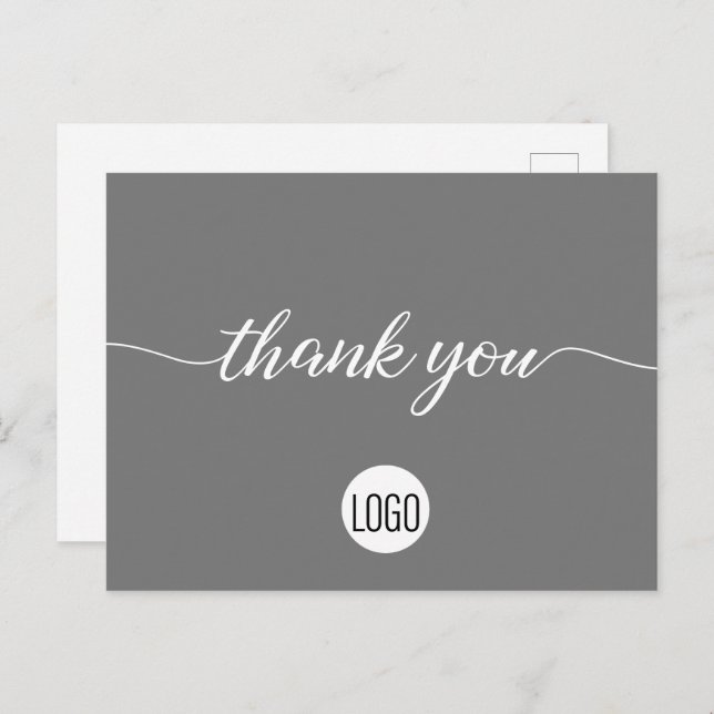 Grey Customer Appreciation Business Custom logo Postcard (Front/Back)
