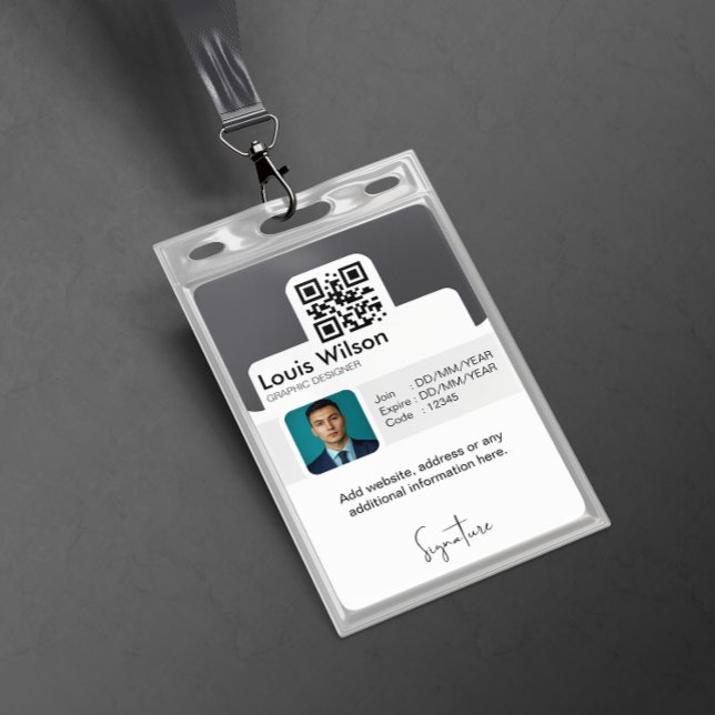 Grey | Customisable Employee ID Company Security ID Badge (Creator Uploaded)