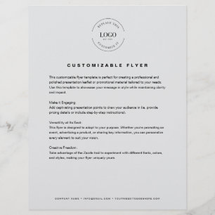 Grey Customisable logo text contact info business Flyer