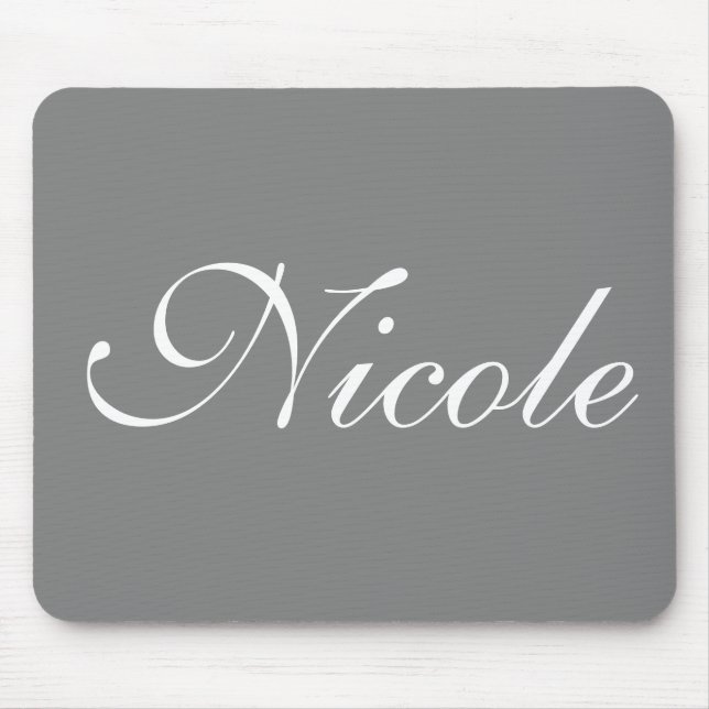 Grey Customized Name Mouse Pad (Front)