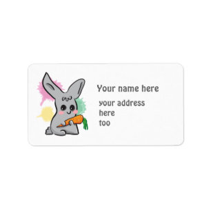 Grey cute bunny with carrot address label