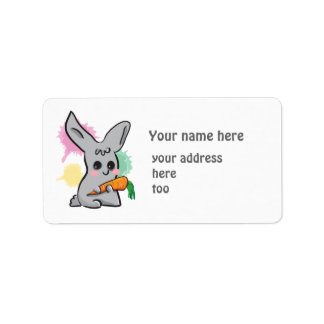 Grey cute bunny with carrot address label