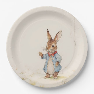 grey, cute bunny with white tail paper plates