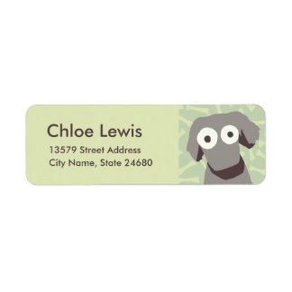Grey Cute Dog Return Address Label