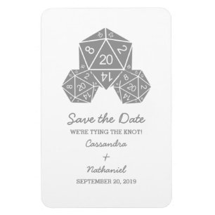 Grey D20 Dice Save the Date Magnet