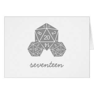 Grey D20 Dice Table Number Card