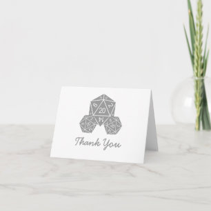Grey D20 Dice Thank You Card