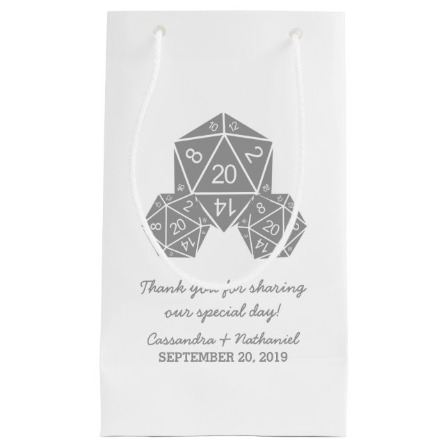Grey D20 Dice Wedding Gift Bag (Front)