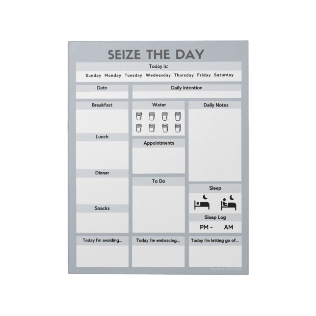 Grey Daily Planner | ADHD Productivity Planner Notepad (Rotated)