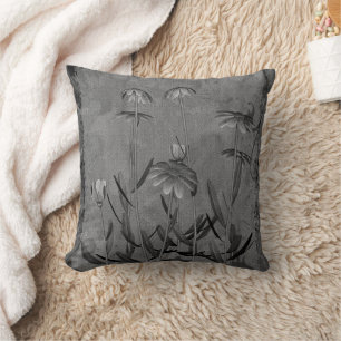 Grey Daisies Floral Art Cushion