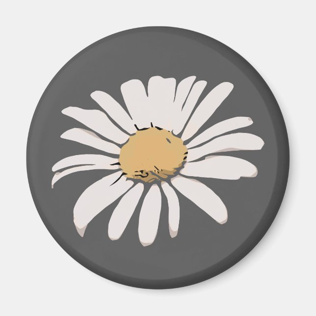 Grey Daisy Floral Magnet (Front)