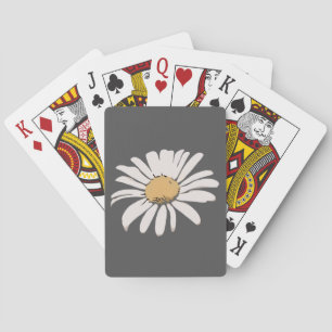 Grey Daisy Floral Playing Cards